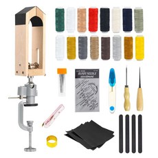 패스트투바이 가죽 테이블 데스크톱 말 클램프 56개 재봉 키트에는 송곳 모래 종이 스트립 DIY 핸드 클램핑용 바느질 바늘이 포함됩니다, Universal Rotating