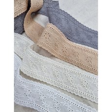 레이스여왕 플로팅 하트 양면 자수 면레이스 폭 4.5cm X 90cm 국내제작, 베이지, 1개