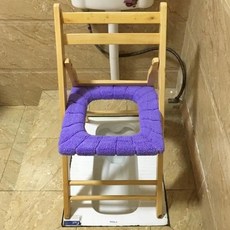 Shark 家具 老人實木坐便椅 孕婦殘疾人坐便凳 可折疊木質座便椅, 1個, 加厚摺疊坐便椅+1坐墊+防滑墊