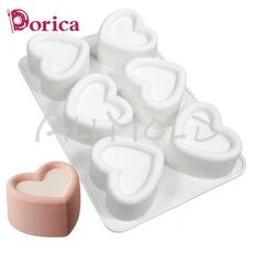 도리카 하트 도시락 케이크 실리콘 몰드 초콜릿 무스 DIY 3D 비누 양초 석고 제작 모델 주방 제빵기 6 홀, 01 MC 555