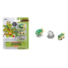 Jada Teenage Mutant Ninja Turtles 4.2cm(1.65인치) 다이캐스트 자동차 3팩 어린이 및 성인용 장난감, Jada Teenage Mutant Ninja Turt