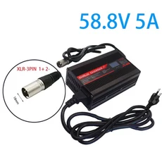 호환58.8V 5A 충전기 스마트 알루미늄 케이스는 14S OLED 디스플레이 리튬 이온 리포 배터리 고속 OHRIJA에, 02 AU-220V, 01 China Mainland, 01 XLR 3PIN