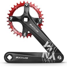 BUCKLOS 【US 스톡 】 104 BCD 산악 자전거 단일 속도 크랭크셋 170mm MTB 정사각형 테이퍼 도금 체인링멀티컬러 3032343638T 크랭크 암 세트 교체, 32T-둥근형, Red
