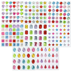 8종 244pcs 다양한 반짝 큐빅 스티커, 혼합(S27029) 8장, 1세트