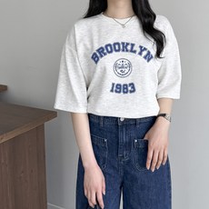 [행복여] 브룩 레터링 캐쥬얼 루즈핏 7부 맨투맨 티셔츠