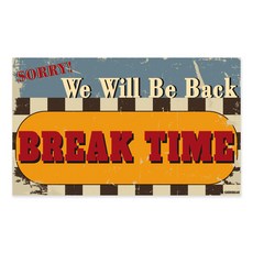 긱베어 국가별 테마 영업용 팻말 - 일본 미국 중국 한국 컨셉 인테리어 소품 - 이자카야 빈티지 레트로 한옥 스타일 오픈 클로즈 영업중 브레이크타임 미세요 당기세요 화장실 표지판, 미국14_BREAK TIME