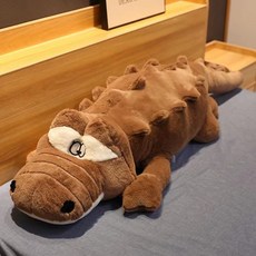 超大娃娃毛絨玩具鱷魚抱枕可愛公仔大號兒童玩偶牀上抱睡生日禮物, 1個, 咖啡色:100cm