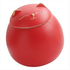 세라믹 밀폐 용기 차 저장 용기 고양이 모양 저장 용기 도자기 항아리 차 향신료 냄비 커피 견과류 저장과 호환용, 빨간색, 3개
