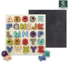유아 원목교구 대문자 모양맞추기 알파벳퍼즐 세트 말더듬 영어놀이 두 사고능력향상, 1개