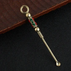 휴대용 귀 숟가락 레트로 황동 드래곤 야외 리무버 클리너 큐렛 귀 왁스 스푼 키 체인 펜던트 귀 청소, 08 81-1Pc, 5g, 1