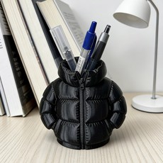 1개 귀여운 다운 재킷 모양의 펜 홀더 3가지 색상 옵션 교실 학생들을 위한 3D 프린팅 데스크탑 문구류, 검정색