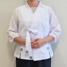 [사계절생활한복] 여름 여성조끼 고름 디테일 중년 절복 덧저고리 린넨 스타일