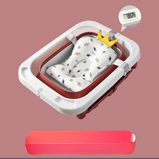 대형견 목욕통 가정용 강아지 욕조 중형견 겸용 전용, 1개, 코랄 접이식 욕조 목욕 침대 온도계 포함