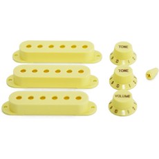가이커 3Pcs 플라스틱 기타 싱글 코일 픽업 커버52mm 극 간격 및 1 볼륨 2 톤 1V2T 스위치 노브 일렉트릭 베이스용 팁 캡 장착 링 세트PS030-11, PS030-6, 1개