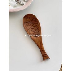 BYQWD일본식 주걱 숟가락 물고기모양 BYQWD, 다크브라운
