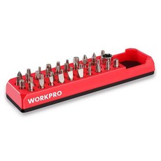 WORKPRO 마그네틱 육각 비트 오거나이저 39홀 스크루 드라이버 드릴 홀더 트레이 강력한 베이스 액세서리 보관 그리드 0.6cm(1/4인치) 및 드라이브 어댑터용, 레드_167850, 1