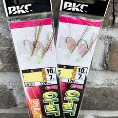 백경 BK-523 선상 우럭채비 라이트지깅 홀로그램 2단 채비, 10개, 1개입