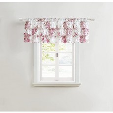Shabby Chic - 면 퍼케일 폴 탑 밸런스 러플 플로럴 창문 커튼 (라일라 퍼플 132.1cm x 45.7cm)_160246