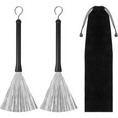 드럼 브러쉬 2개 - 고무 손잡이가 달린 접이식 와이어 카혼 재즈 어쿠스틱 록 드럼용 스테인리스 스틸 액세서리