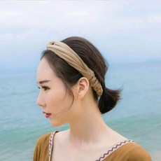 髮帶 洗臉外出百搭束髮帶 可愛頭飾 敷面膜化妝頭箍, 1個, 卡其色髮帶爆款