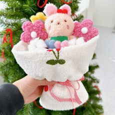 [해피인어스] 인형꽃다발 기프트백 LED조명, 핑크토끼