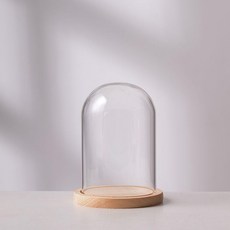 超值 永生花玻璃防塵罩展示盒手辦裝飾桌面擺件工藝品乾花透明亞克力櫃 副廠商品, 圓柱罩 10x16  色平底座