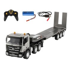 RC 중장비 굴삭기 원격제어 포크레인 무선 굴착기 불도저 장난감, 본체 배터리 세트, 평판 트레일러