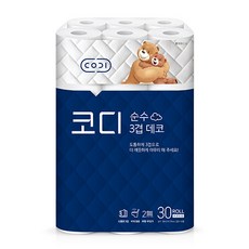 CODI 純粹3層壓花衛生紙, 30入, 1個, 30m
