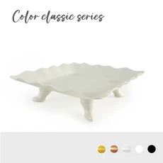 1pc 내구성 튼튼한 플라스틱 케이크 스탠드 디저트 디스플레이 트레이 과일 접시 잡초 베이비 샤워 신, 03 WHITE