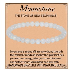 LPBeads 핸드메이드 천연 원석 스트레치 탄성 팔찌 힐링 크리스탈 라운드 스톤 비즈 주얼리 선물 여성 남성용 4mm 아프리카 블러드스톤 블러드스톤 266862, Moonstone