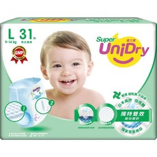 UniDry 褲型紙尿褲 XL 26片 12-17kg, 1個, L(31片*8包)
