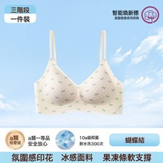 發育期少女內衣薄款定型防震初高大學生青春期三階段冰感印花內衣