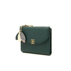 닥스 DCWA2F307E2MISTY FLOWER그린 가죽 체크 플라워 장식 반지갑 THQ064 TTZ434