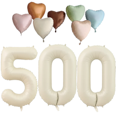 파파 파티 크림 하트 대형 숫자 기념일 생일 풍선 세트, 1세트, 크림 500 + 하트7종