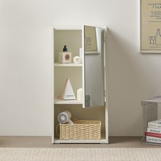 마리메종 엘빈 좌식 거울 미니 수납장 화장대 400, 아이보리