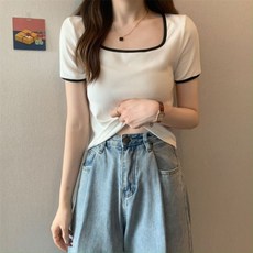 素色方領短袖T恤 女 上衣