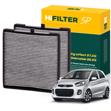 하이필터 기아 자동차 모닝 활성탄 에어컨필터, 2개, 올 뉴 모닝 (TA) 2011~15년 HI-Q017