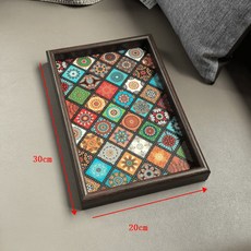 復古波西米亞風格託盤 30*20cm, 1件裝 波西米亞託盤30*20cm, 1個