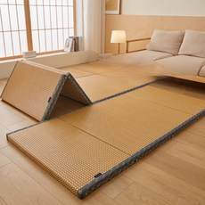 왕골돗자리 접이식 두껍고 부드러운 다다미 매트 고급 여름 등나무 바닥 시원한 마루판, 부유한 달 - 두께 3cm