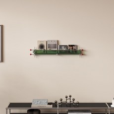 아크릴 매거진랙 잡지 꽂이 벽걸이 책 진열대 인테리어 선반 디자인, 1단, 그린 660x120x50mm