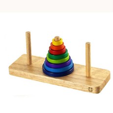 교구 퍼즐 놀이수학 쌓기놀이 문제해결 원목 하노이탑+교재 엄마표 교육용 학습용 아동용, 1개