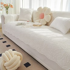 2026新款純棉異形沙發墊奶油風高級感四季通用防滑坐墊防貓抓套罩和顏墊-白色110*180cm, 1件, 和顏墊-白色