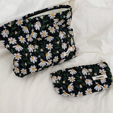 후암마켓 데이지 자수 파우치+자수 필통 여성 화장품 선물용 파우치 학생 필통