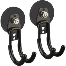 ULERMAGNET 차고 강력한 마그네틱 후크 자석 블랙 헤비 듀티 대형 J 2팩 정원 도구 로프 드릴용 미끄럼 방지 코팅, 2.59" Medium J Black