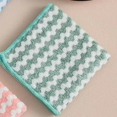 加厚珊瑚絨洗碗布 高密度吸水抹布 廚房清潔布 家用擦手巾 不掉毛百潔布 耐用清潔布+绿色锁边（30*30）+20条装, 1個, 绿色锁边（30*30）:20条装