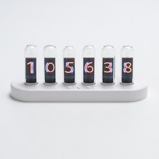 擬輝光管時鐘nixie tube clock彩屏溫溼度桌面智能鬧鐘, 白色:帶溫溼度傳感器