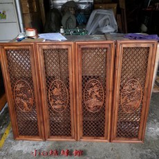 小o結緣館 仿古傢俱 四季平安窗花 香樟木 單片尺寸31x3x94 編號135