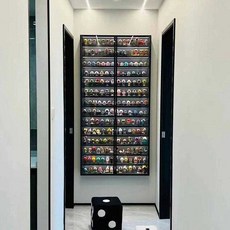 手辦展示櫃盲盒展示架收納櫃玄關壁掛墻上小擺件玩偶置物架盲盒zb 189, 1個, 四層長40單開門鋼化玻璃原木色