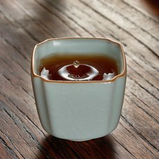 台灣豐子汝窯杯天青林德豐老師陶藝汝窯作品汝窯茶杯-高四方杯140cc, 1個