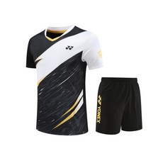 24新款羽球衣新款網球服羽球服 時尚短袖羽毛球服yy 排球服羽球衣 情侶短袖運動套裝 男女羽球衣排汗衫3311#, 282男款上衣,M, 1個